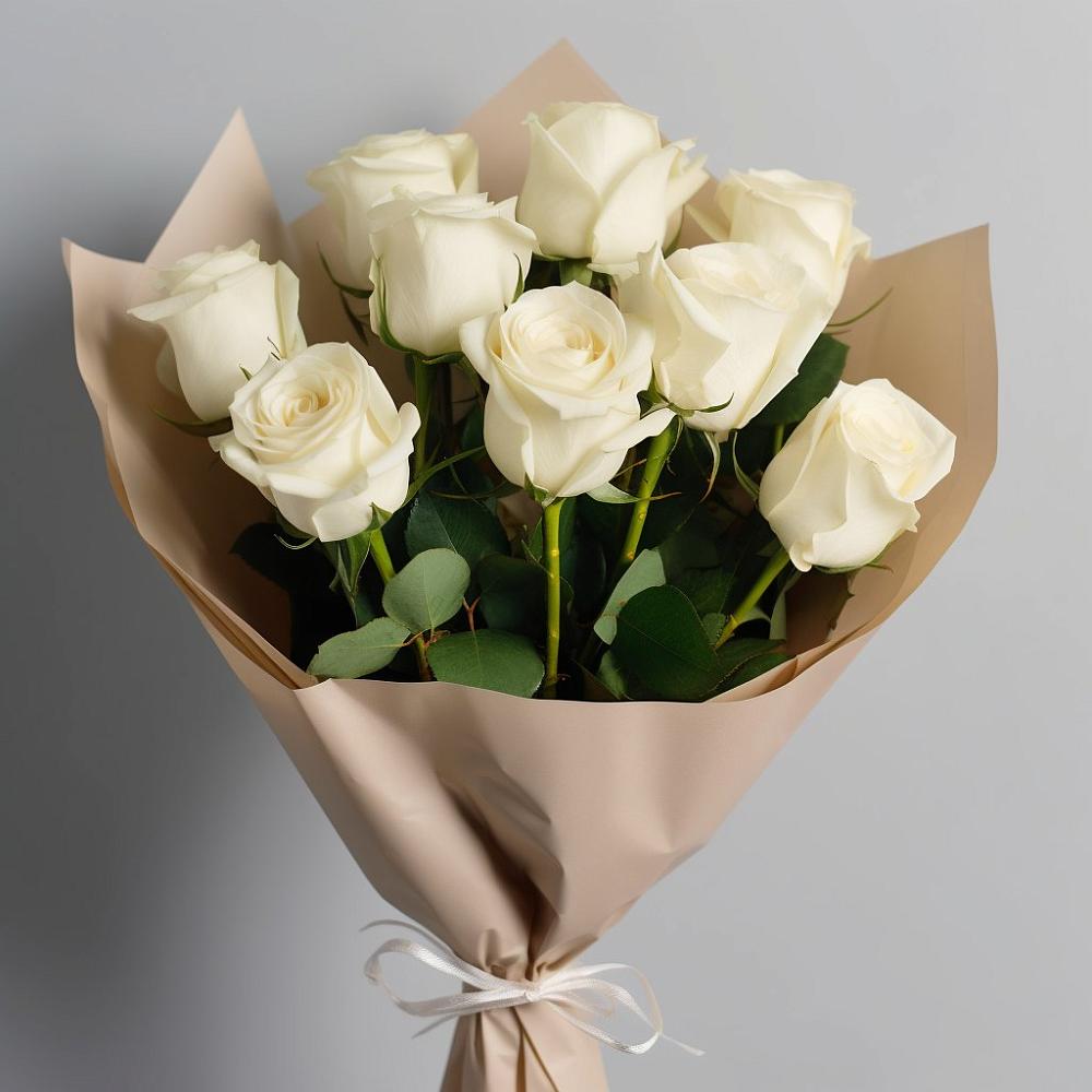 Букет 9 Белых роз Эдлесс Лав в Северское