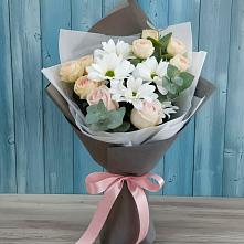 Букет цветов из:  Хризантемы и Розы #REPLACE_PRED# Северское