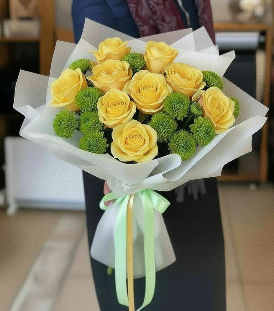 Букет цветов из: Хризантемы и Розы в Северское