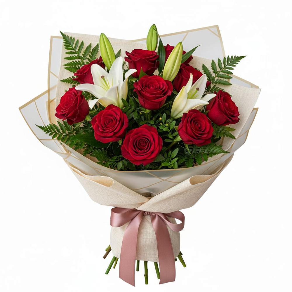 Букет цветов из: Лилии и Розы в Северское