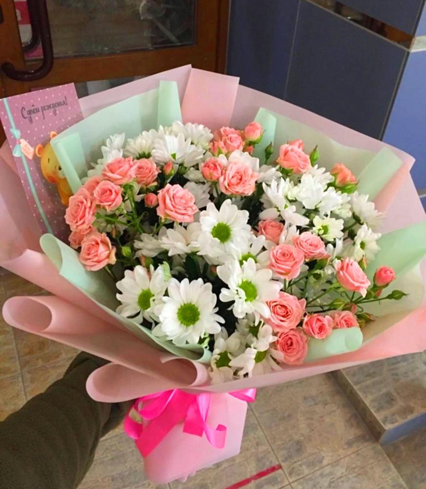 Букет цветов из: Розы и Хризантемы в Северское