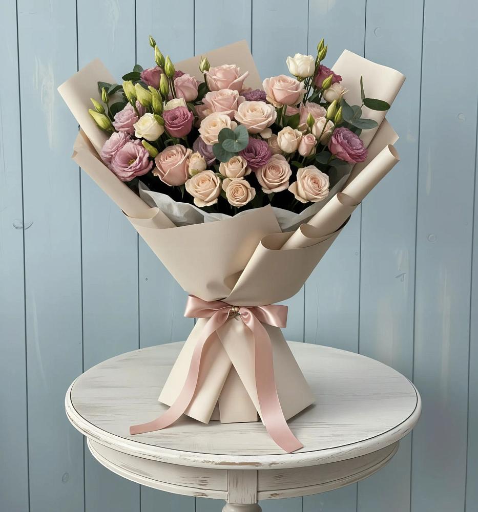 Букет цветов из: Розы и Лизиантусы в Северское