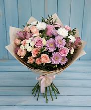 Букет цветов из:  Хризантемы, Розы и Альстромерии #REPLACE_PRED# Северское