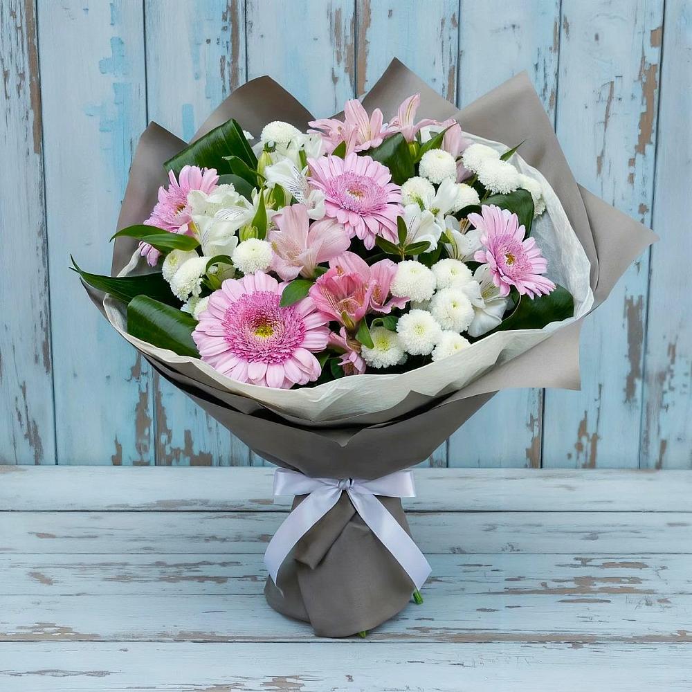 Букет цветов из: Герберы, Альстромерии и Хризантемы в Северское
